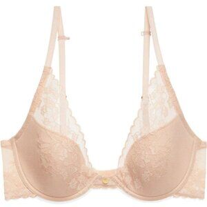 NWT Natori 36D Women's Nude Tan Brown Lace Bra Convertible